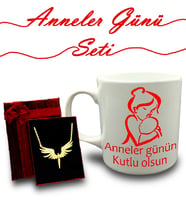 Anneler Gününe Özel Kupa & Mikail Melek Kolye Hediye Seti (Model 2)