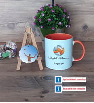 Voleybol Antrenörü Kupa Bardak Beyaz ve Fotoğraflı Ahşap Anahtarlık Hediye (Model 13)