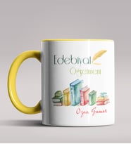 Kişiye Özel Edebiyat Öğretmeni Tasarım Siyah Renk Kupa Bardak 2 (Sarı)