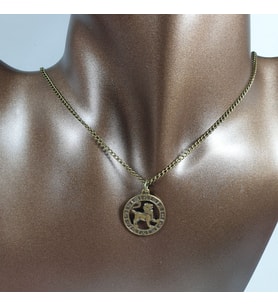 Orora Bronz/Gümüş/Bakır Renk 22mm Aslan Burcu Figürlü Kolye (Bronz)