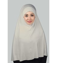 Hazır Türban Peçeli Pratik Eşarp Tesettür Nikaplı Hijab - Namaz Örtüsü Sufle (3XL) (Koyu Krem)