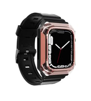 Apple Watch 7 45mm Zore KRD-88 Sert PC Kasa Koruyuculu Silikon Kordon (Rose)
