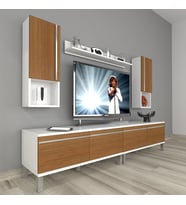 Decoraktiv Eko 5200TA Mdf Krom Ayaklı Tv Ünitesi Tv Sehpası (Beyaz - Ceviz)
