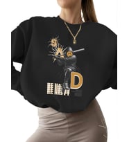 Sweatshirt kalın 3 iplik şardonlu Bej unisex Üzüntünüzü yok edin Baskılı kadın bisiklet yaka erkek (Siyah)