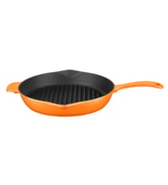 Lava Döküm Yuvarlak Izgara Tavası Döküm Demir Yekpare Saplı Spring Serisi Çap(Ø)28cm. (Turuncu)