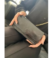 Dellashop zincirli parlak abiye kadın çantası (Siyah)