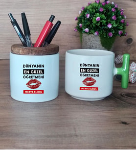 Dünyanın En Güzel Öğretmeni Hediye Sepeti Kupa Bardak T Kulplu, Kalemlik Hediyeleri Öğretmenler Günü Hediyesi (Model 8)
