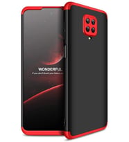 Redmi Note 9 Pro Kılıf Kamera Korumalı 360 Tam Koruma Ays (Siyah-Kırmızı)