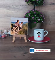 En Cool Baba Fotoğraflı Dekoratif Taş, Ahşap Altlıklı Türk Kahvesi Fincanı Hediye Babaya Hediye (Model 3)