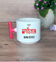Optisyen Hediye Sepeti Kupa Bardak T Kulplu, Kalemlik ve Ahşap Telefon Standı Tıp Bayramı Hediyesi (Model 1)