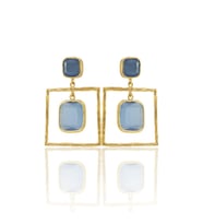 Kadir Jewellery 22 Ayar Altın Kaplama Kadın Sallantılı Küpe -El İşçiliği Ve Hipoalerjenik Küpe (Gece Mavisi)