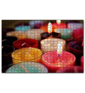 Cakapuzzle Renkli Cam Mumlar  Puzzle Yapboz MDF (Ahşap) (500 Parça)