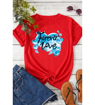 Unisex Forever Love Baskılı Oversize Tshirt (Kırmızı)