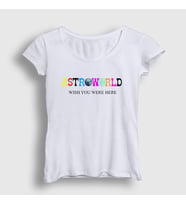 Presmono Kadın Sarı Astroworld V4 Travis Scott T-Shirt 44742tt (Beyaz)