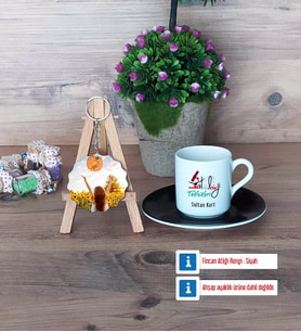 Patoloji Teknikeri Türk Kahvesi Fincanı Ahşap Altlıklı ve Fotoğraflı Ahşap Anahtarlık Hediye (Model 7)