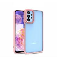 Samsung Galaxy A23 Kılıf Case, Kamera Lens Korumalı Elektroplatin Kaplama Sert PC Koruyucu Colourful Platinum Serisi (Rose)