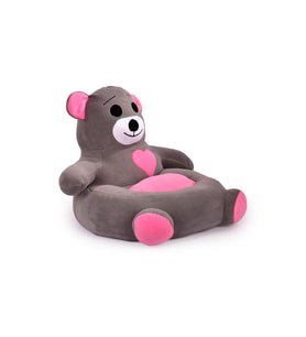 TOKKO Anti Bakteriyel Portatif Elyaf Dolgulu Çocuk Koltuğu - Panda, Ayıcık Koltuk - Elyaf Dolgulu Çocuk Koltuğu (Gri - Pembe)
