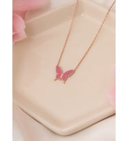 MİNELİ KELEBEK KOLYE (Rose)