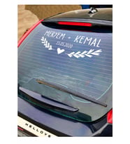 Gelin Arabası Sticker Süs Dekoratif İsim ve Tarih Yazılı Özel Etiket (Ten)