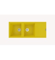 POLEX Cristalüx Granit Evye P-X116 2 Hazneli Tezgah Altı Ve Tezgah Üstü Mutfak Evyesi 116,5x50,8cm (Sarı)