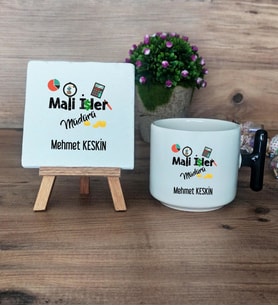 Mali İşler Müdürü Hediye Seti Kupa Bardak T Kulplu ve Dekoratif Taş Mali İşler Müdürüne Hediye (Model 6)