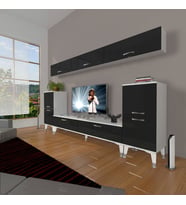 Decoraktiv Eko 9 Slm Std Silver Tv Ünitesi Tv Sehpası (Siyah - Beyaz)