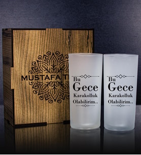 eJOYA Kişiye Özel Kutusunda 2'li Rakı Bardağı Hediye Seti 107217 (Mavi)