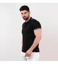 SAN&FA POLO YAKA SLİMFİT ERKEK T-SHİRT (Siyah)
