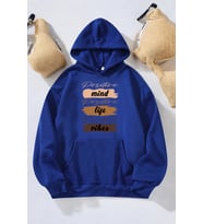 Mind Life Vibes Baskılı Oversize Sweatshirt (Mavi)