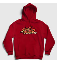 Presmono Unisex Gri Logo Oyun Street Fighter Kapüşonlu Sweatshirt 324231tt (Kırmızı)