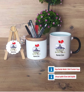 Askere Hediye Hediye Sepeti Kalemlik, Kupa Bardak Sihirli, Ahşap Anahtarlık Hediye (Model 1)