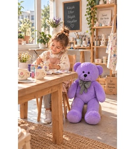 Pandamkee 80  Cm Sevgiliye Özel Hediyelik Ayı (Lila)