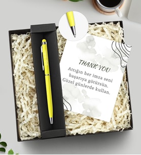 Hediye Kutusunda Kişiye Özel Touch Pen (Sarı)