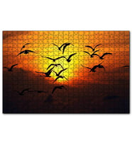 Cakapuzzle Günbatımı Kuşlar Silüet  Puzzle Yapboz MDF (Ahşap) (500 Parça)