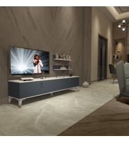 Decoraktiv Eko 4 Mdf Std Gold Tv Ünitesi Tv Sehpası - Parlak Beyaz (Beyaz - Antrasit)