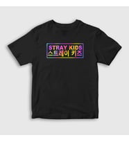Presmono Unisex Çocuk Kırmızı Colors Stray Kids T-Shirt 396612tt (Siyah)