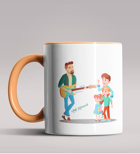 Kişiye Özel Müzik Öğretmeni Tasarımlı Siyah Renk Kupa Bardak 2 (Turuncu)