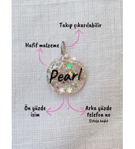Yuvarlak Şeklinde Kedi/ Köpek- İsimliği/ Künyesi (Pembe)
