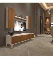 Decoraktiv Eko 7 Mdf Std Gold Tv Ünitesi Tv Sehpası (Beyaz - Ceviz)
