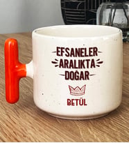 Kişiye Özel Efsaneler Aralıkta Doğar Hediye T Kupa Bardak Doğum Günü Hediyesi (Turuncu)