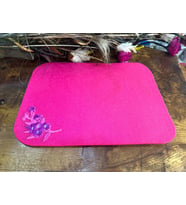 40X30 CM 1 ADET  NAKIŞ İŞLEME ÇİÇEKLİ KALIN KEÇE AMERİKAN SERVİS (Pembe)