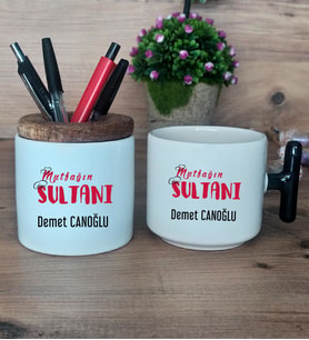 Mutfağın Sultanı Hediye Sepeti Kupa Bardak T Kulplu, Kalemlik Hediyeleri Anneye Hediye Anneler günü Hediyesi (Model 6)