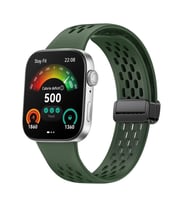 Huawei Watch Fit 3 Kordon Silikon Delikli Magnet Strap (Fit/Fit 2 Uyumlu Değildi (Koyu Yeşil)