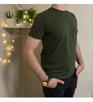 Erkek Slim Fit Dar Kesim Bisiklet Yaka Kısa Kol Pamuklu Tişört  (Yeşil)