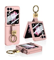 Samsung Galaxy Z Flip 6 Kılıf Z Harfli Yüzüklü Kıpta Kapak (Pembe)