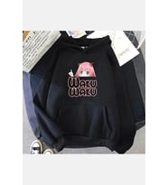 Anya Waku Waku Kapşonlu Sweatshirt (Siyah)