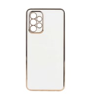 Samsung Galaxy A32 4G Kılıf Kenarları Gold Kamera Korumalı Renkli Pastel Silikon Açık Yeşil BARK (Beyaz)