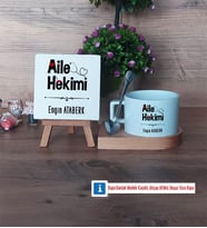Aile Hekimi Dekoratif Taş, Kupa Bardak Kırmızı Hediye (Model 7)