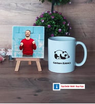 Uykucu Panda Fotoğraflı Dekoratif Taş, Kupa Bardak Beyaz Hediye (Model 1)