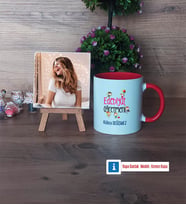 Edebiyat Öğretmeni Fotoğraflı Dekoratif Taş, Kupa Bardak Beyaz Hediye (Model 2)
